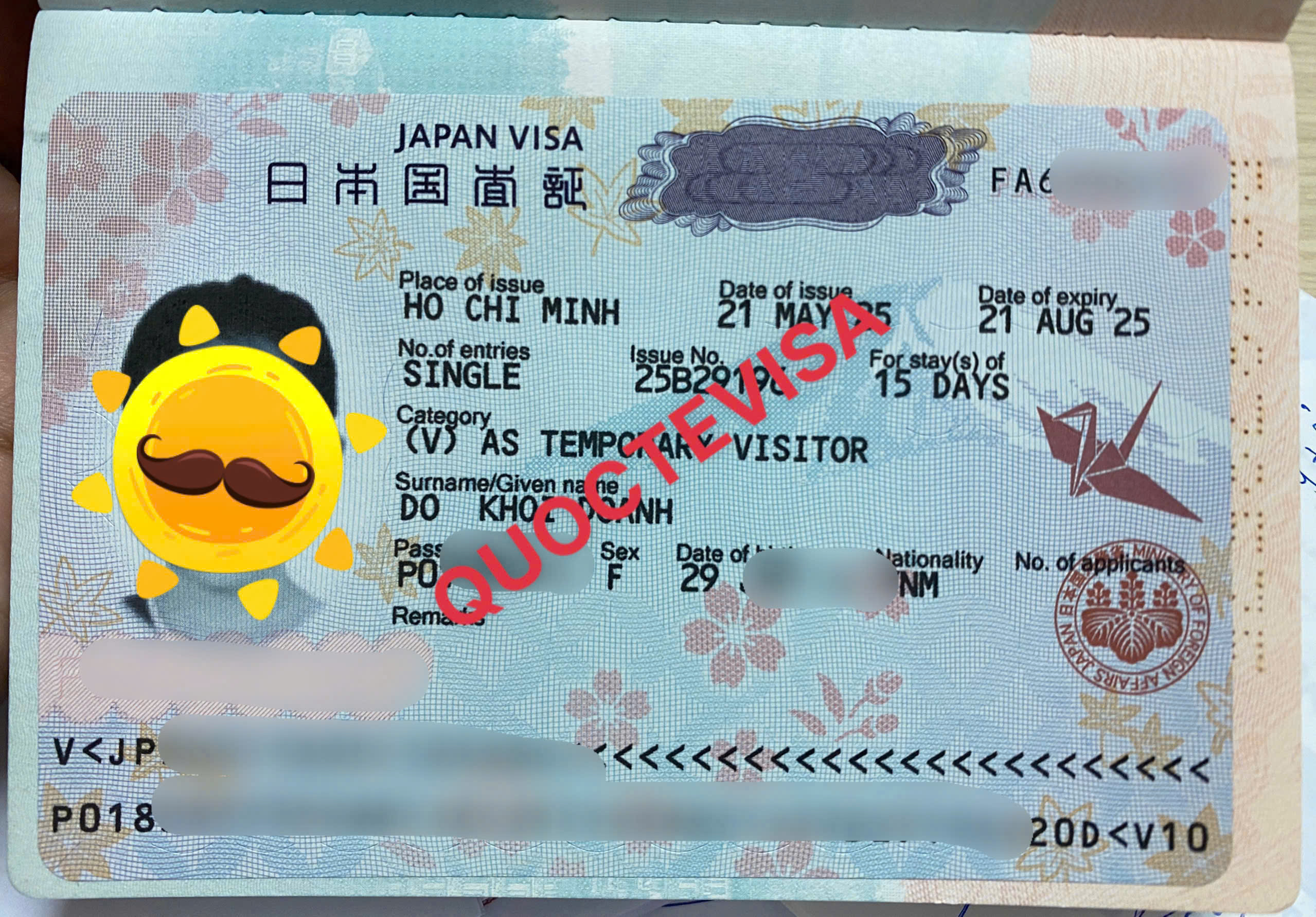 Do Khoi Doanh / Visa Du LỊch NhẬt BẢn